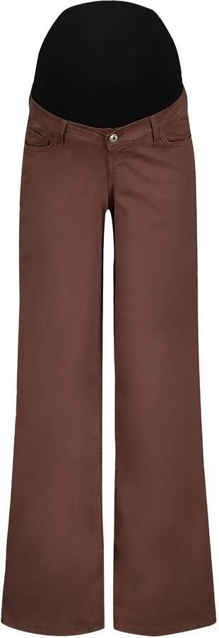 LOVE2WAIT Jill zwangerschaps wide leg jeans donkerbruin Dames Denim Effen maat 31-30