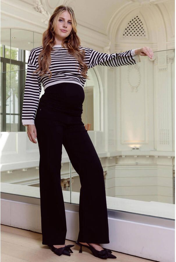 LOVE2WAIT Julia zwangerschaps wide leg jeans zwart