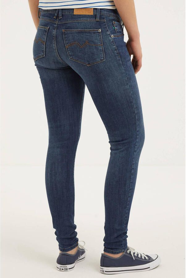 Love2wait low waist skinny zwangerschapsjeans met katoen donkerblauw Effen 27 - Foto 2