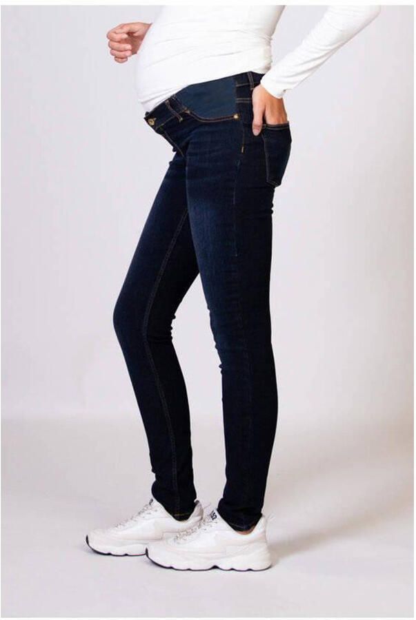 Love2wait low waist zwangerschaps skinny jeans dark wash Blauw Dames Stretchdenim 26 - Foto 2