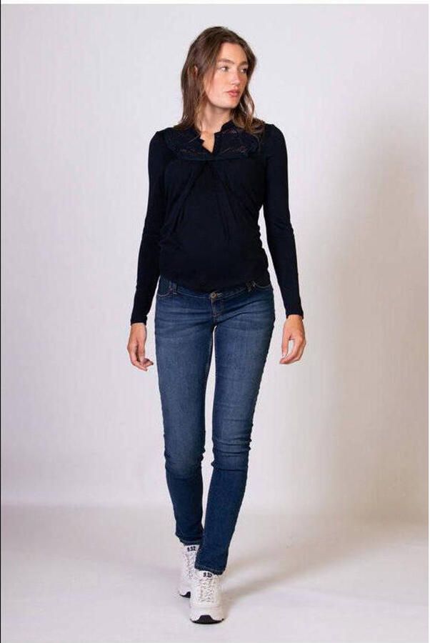 Love2wait low waist zwangerschaps skinny jeans stone wash Blauw Dames Stretchdenim 26 - Foto 2