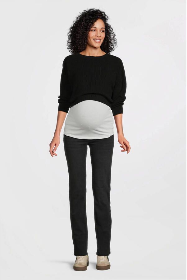 Love2wait low waist zwangerschaps straight jeans charcoal Zwart Dames Stretchdenim 31 - Foto 3