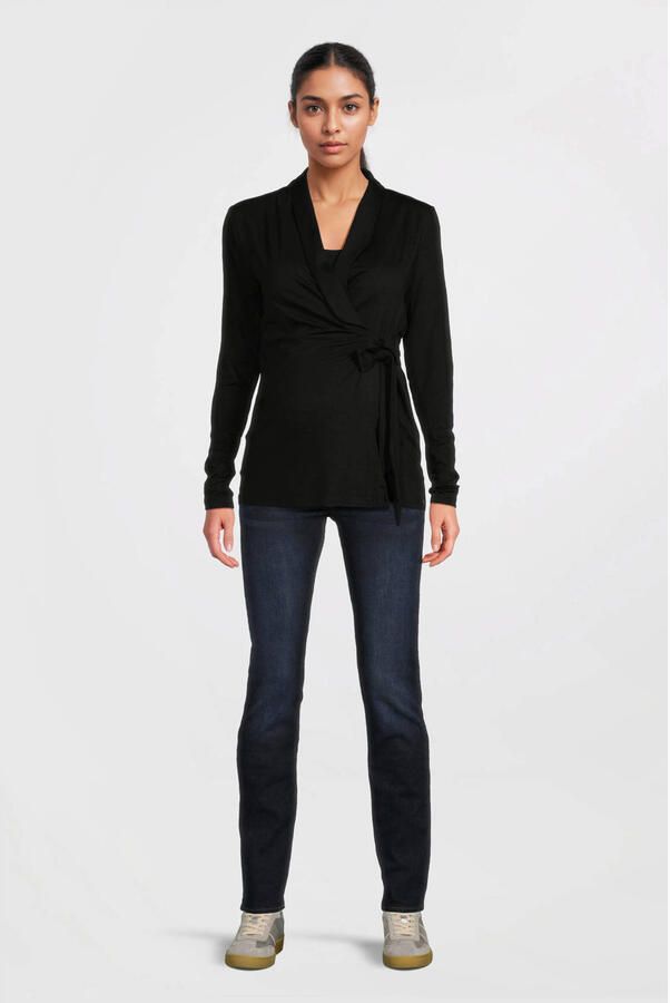 Love2wait low waist zwangerschaps straight jeans darl wash Blauw Dames Stretchdenim 26 - Foto 3