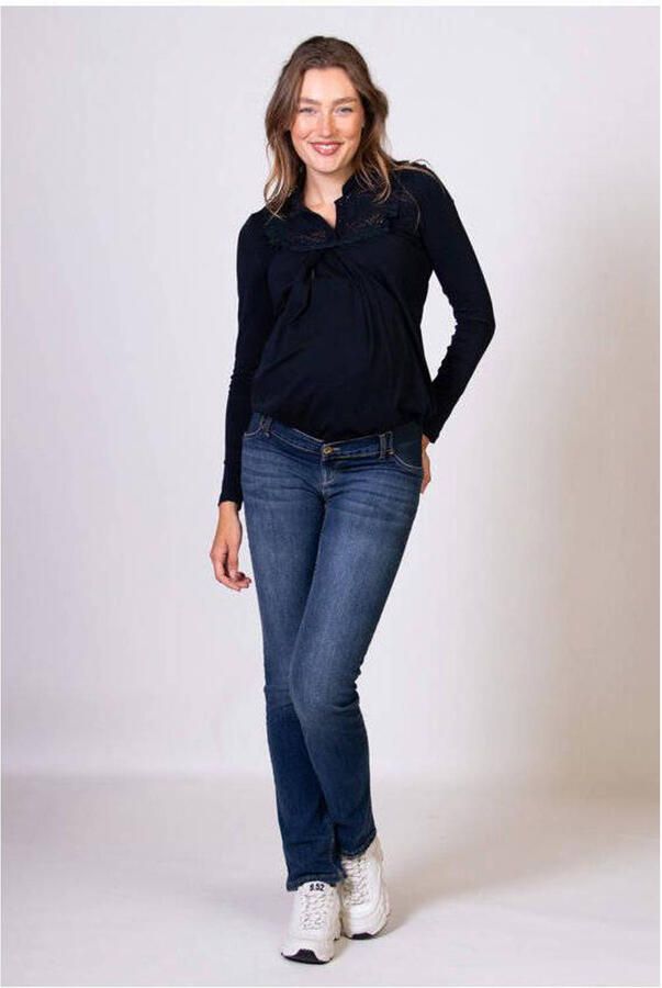 Love2wait low waist zwangerschaps straight jeans stone wash Blauw Dames Stretchdenim 26 - Foto 3