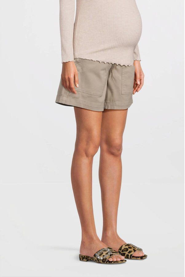 Love2wait regular fit short zand Korte broek Beige Dames Stretchdenim Effen 26 - Foto 3