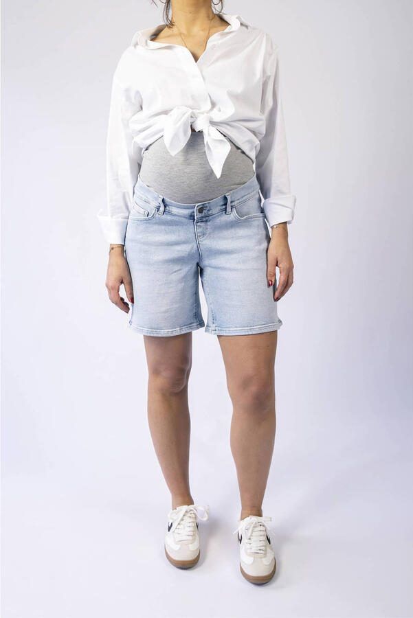 LOVE2WAIT regular high waist zwangerschaps short light blue denim short Blauw Dames Stretchdenim