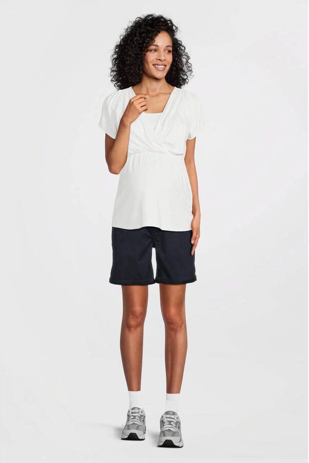 LOVE2WAIT regular waist zwangerschaps casual short donkerblauw