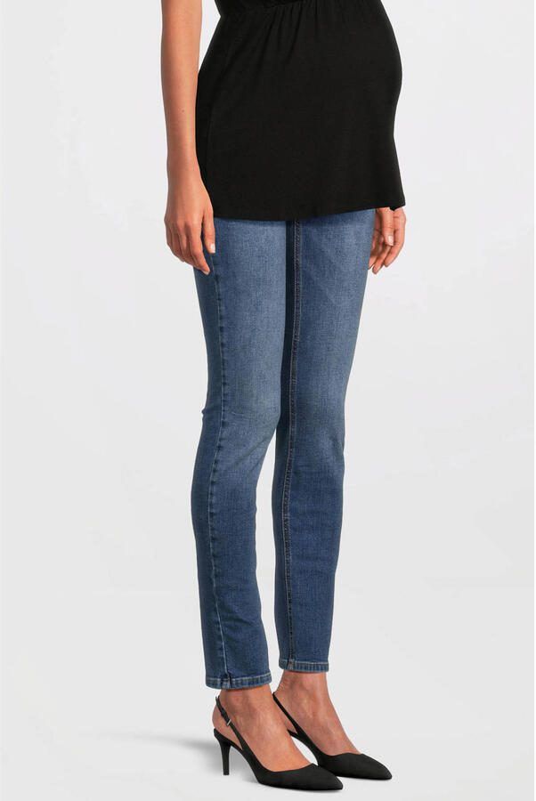 Love2wait skinny zwangerschapsjeans donkerblauw Dames Stretchdenim Effen 27 - Foto 5