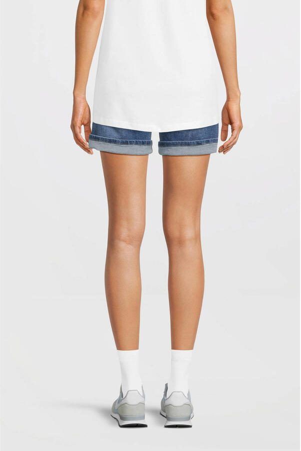 Love2wait slim fit denim short donkerblauw Dames Stretchdenim Effen 26 - Foto 2