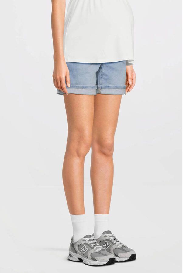 Love2wait slim fit denim short lichtblauw Dames Stretchdenim Effen 27 - Foto 3