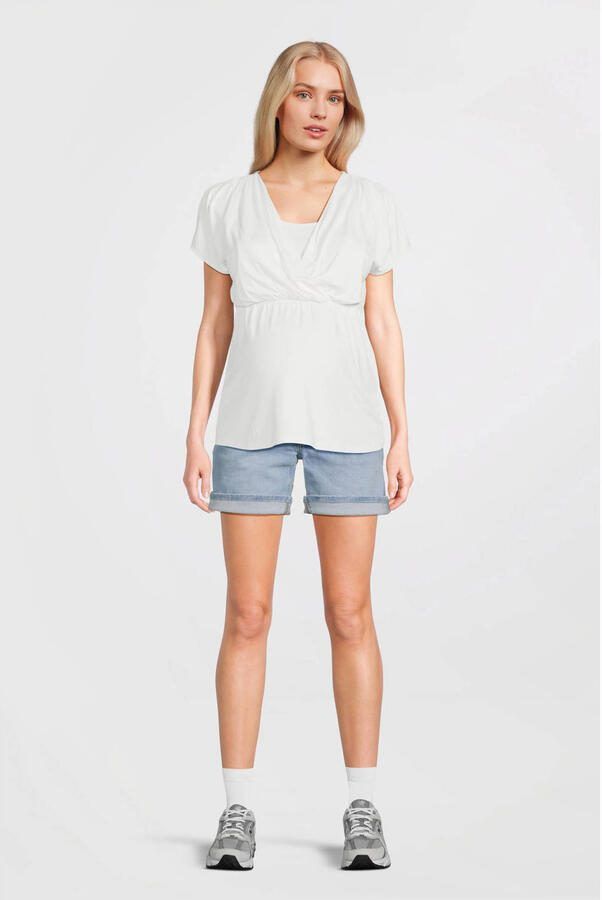 Love2wait slim fit denim short lichtblauw Dames Stretchdenim Effen 27 - Foto 4