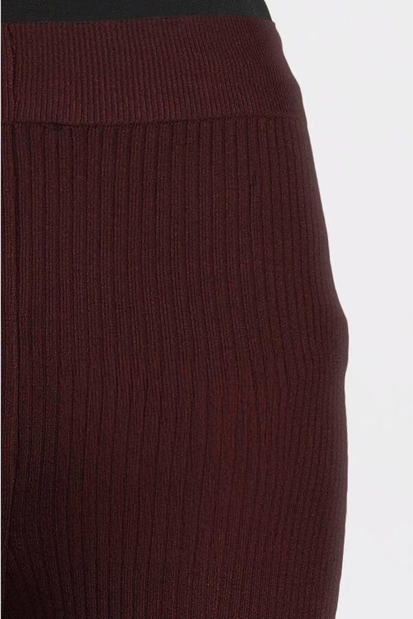 LOVE2WAIT straight high waist zwangerschaps broek donkerrood rib gebreid
