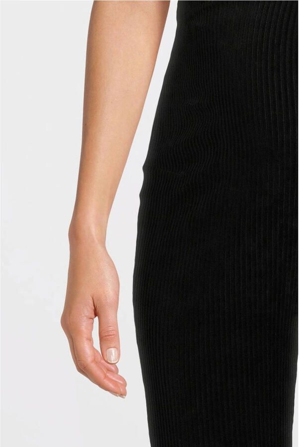 LOVE2WAIT straight high waist zwangerschaps broek zwart rib gebreid