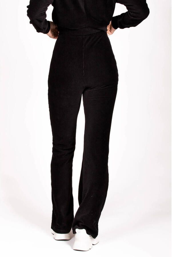 LOVE2WAIT straight high waist zwangerschaps broek zwart rib gebreid - Foto 3
