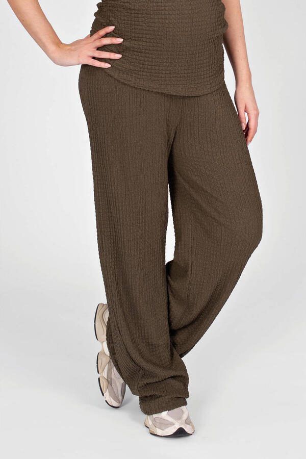 LOVE2WAIT straight high waist zwangerschaps casual broek met textuur olijfgroen