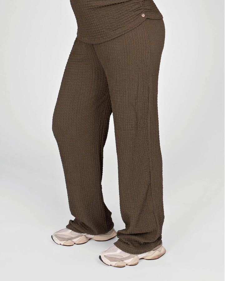 LOVE2WAIT straight high waist zwangerschaps casual broek met textuur olijfgroen - Foto 2