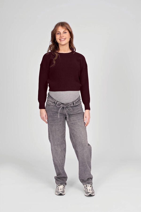 LOVE2WAIT viscose gebreide zwangerschapstrui donkerrood