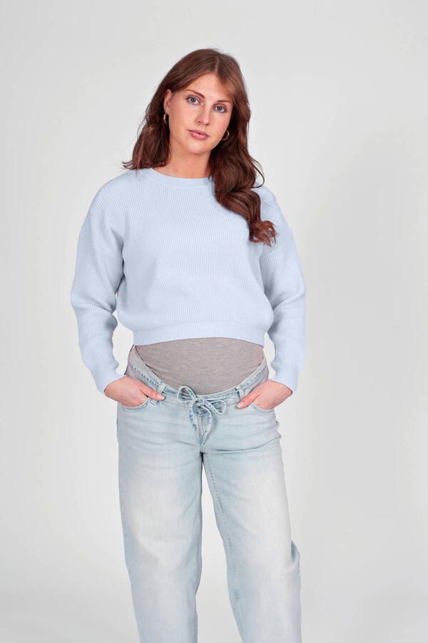 LOVE2WAIT viscose gebreide zwangerschapstrui lichtblauw