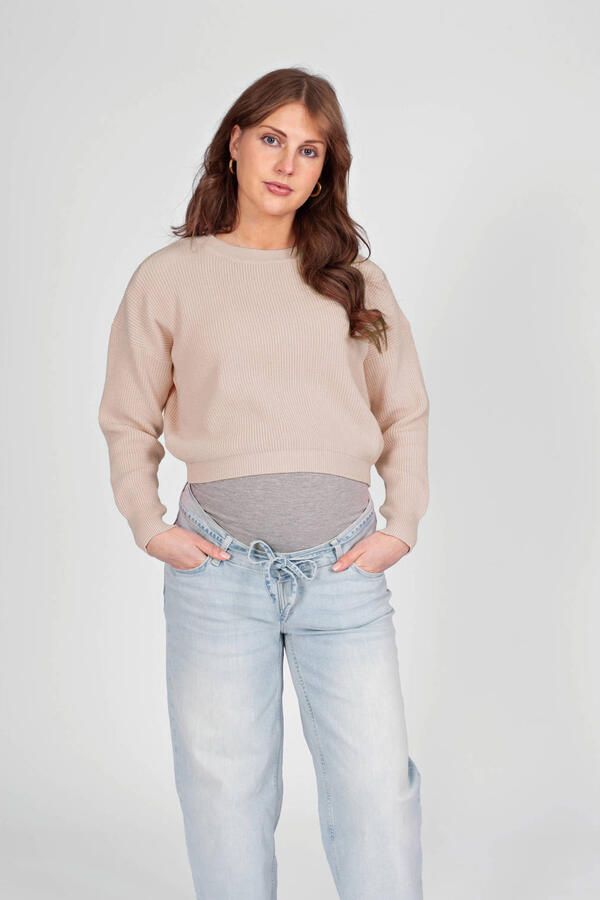 LOVE2WAIT viscose gebreide zwangerschapstrui zand
