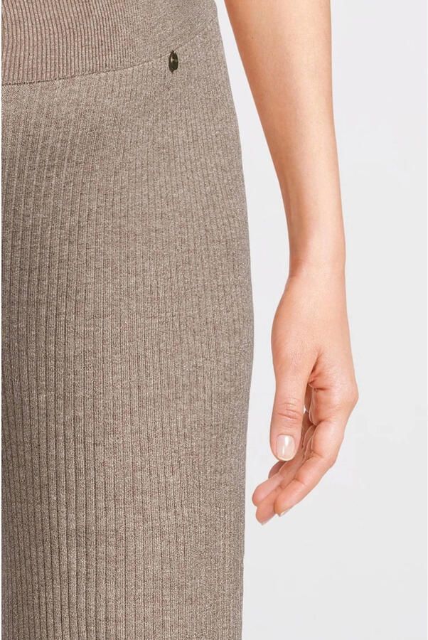 LOVE2WAIT wide leg high waist zwangerschaps broek beige rib gebreid - Foto 2