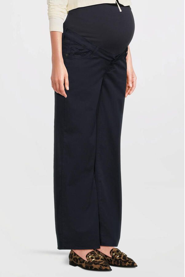 LOVE2WAIT wide leg regular waist zwangerschaps casual broek donkerblauw Dames Viscose - Foto 2