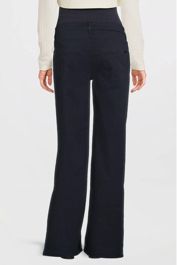 LOVE2WAIT wide leg regular waist zwangerschaps casual broek donkerblauw Dames Viscose