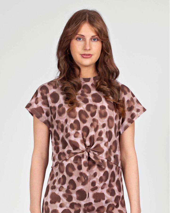 LOVE2WAIT zwangerschaps blousetop met panterprint bruin