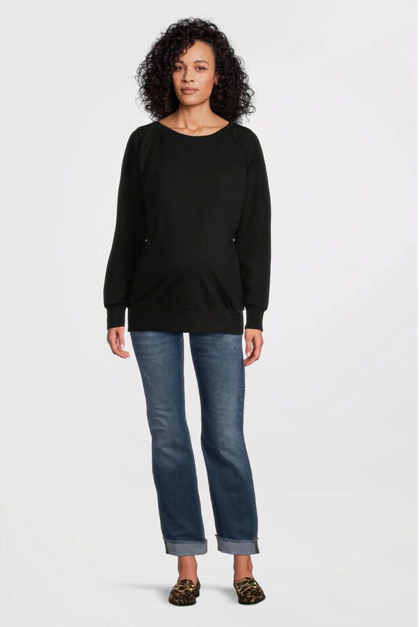 Love2wait zwangerschaps- en voedingshoodie zwart Trui Dames Polyester Capuchon XS - Foto 3