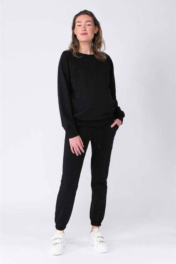 Love2wait zwangerschaps- en voedingshoodie zwart Trui Dames Polyester Capuchon XS - Foto 5