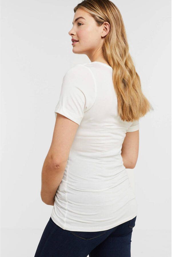 Love2wait zwangerschaps- en voedingstop wit T-shirt Dames Tencel V-hals XL - Foto 3