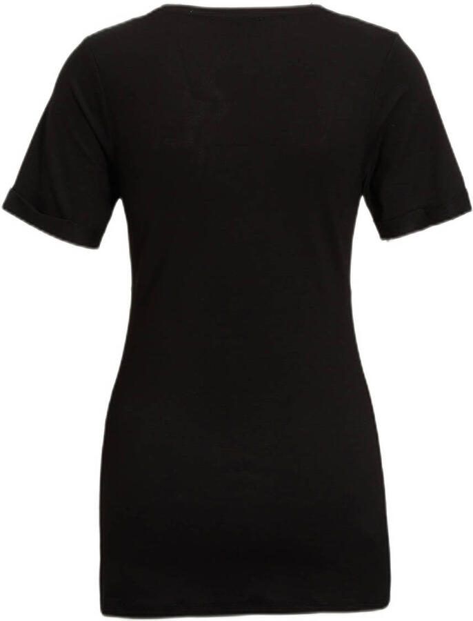 Love2wait zwangerschaps- en voedingstop zwart T-shirt Dames Katoen V-hals XS