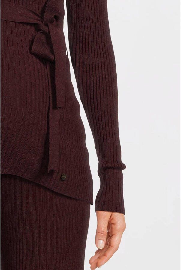 LOVE2WAIT zwangerschaps longsleeve donkerrood rib gebreid