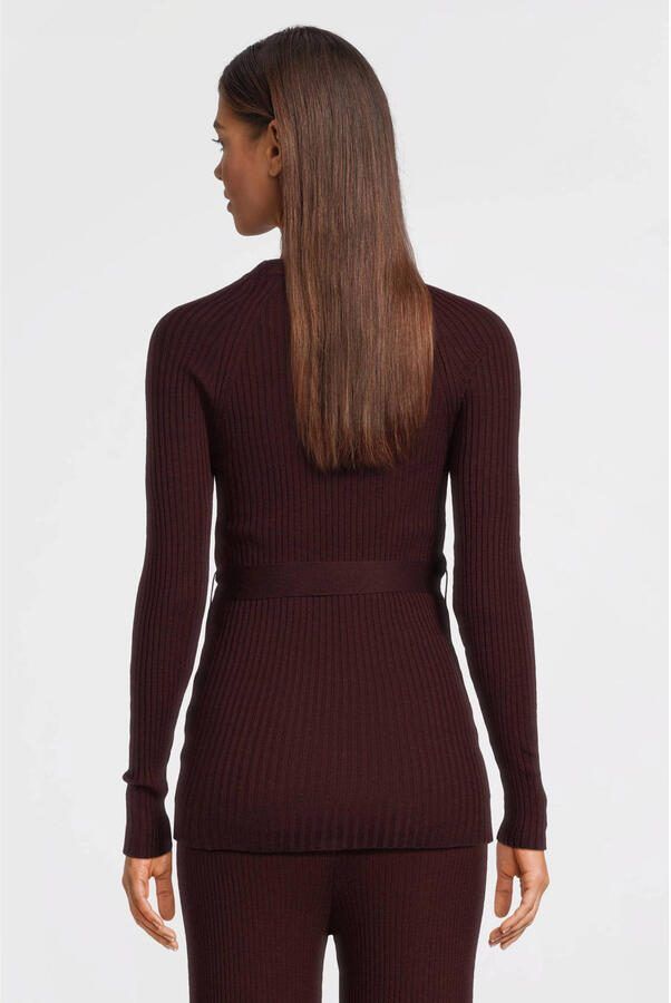 LOVE2WAIT zwangerschaps longsleeve donkerrood rib gebreid - Foto 4