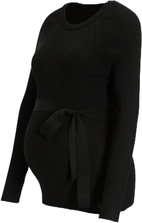 LOVE2WAIT zwangerschaps longsleeve zwart Dames Acryl Ronde hals Effen maat 40-42 - Foto 3