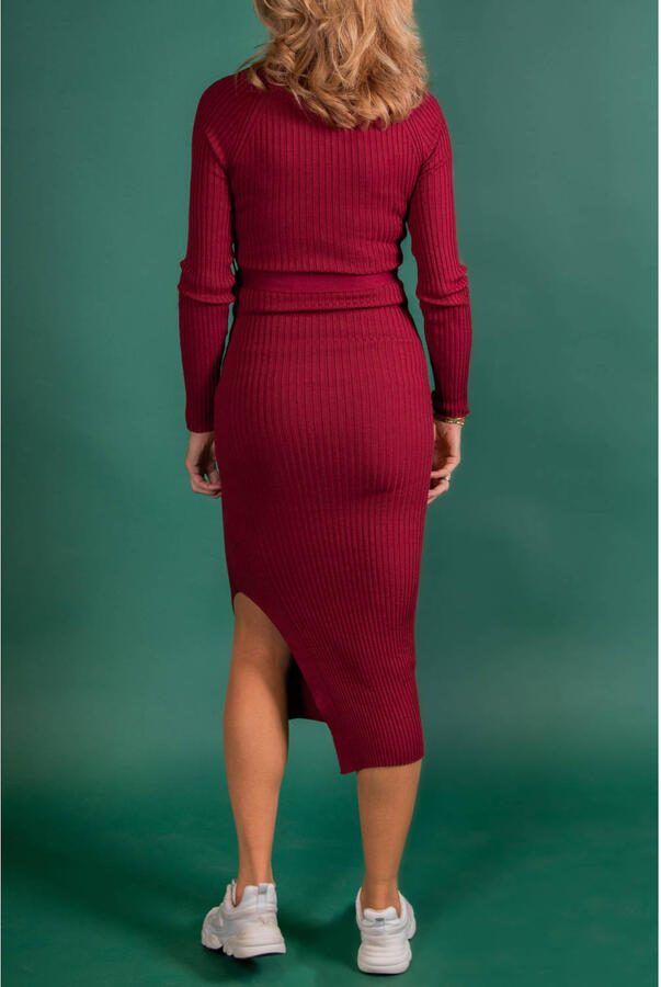 LOVE2WAIT zwangerschaps midi jurk rib gebreid rood - Foto 2