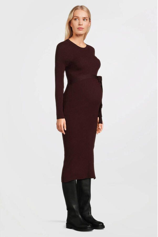 LOVE2WAIT zwangerschaps midi jurk rib gebreid rood - Foto 4