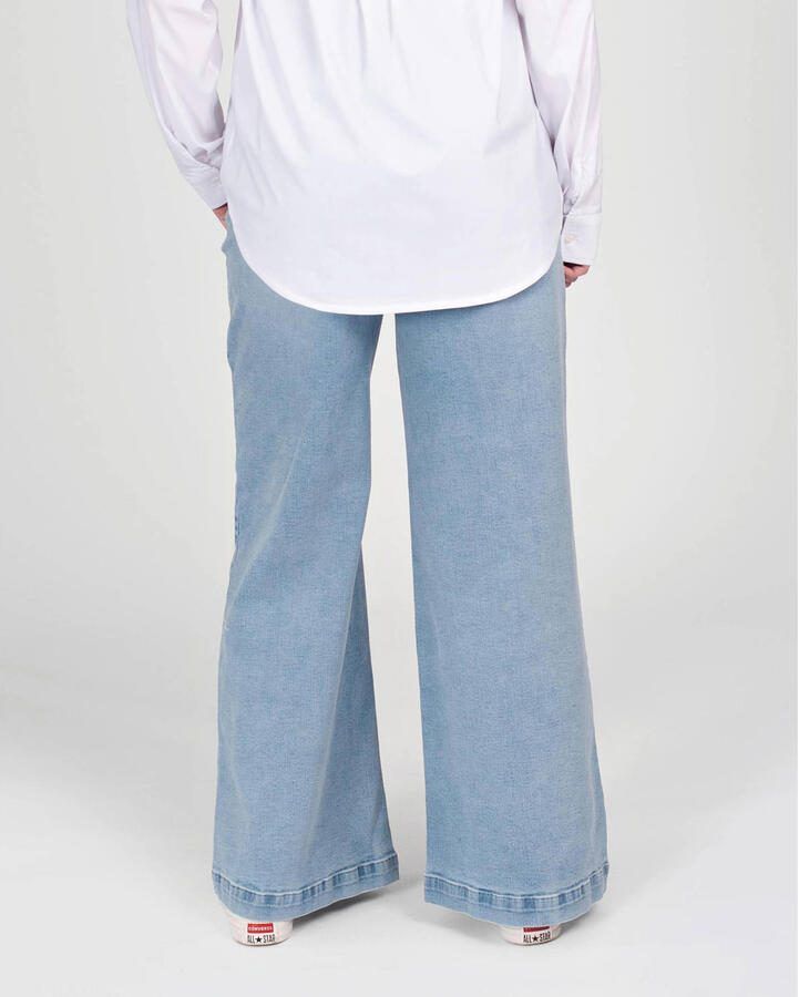 LOVE2WAIT zwangerschaps wide leg jeans light blue denim - Foto 3