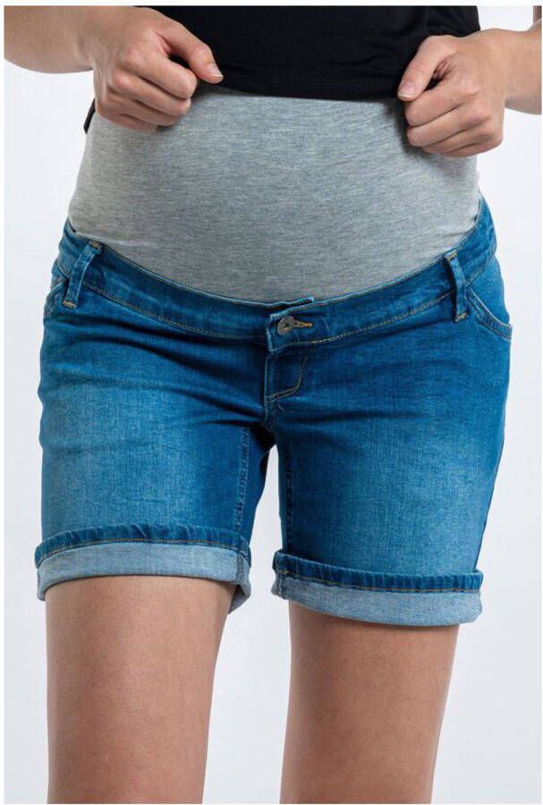 Love2wait slim fit denim short donkerblauw Dames Stretchdenim Effen 33