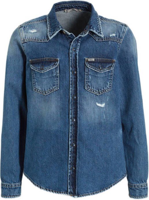 LTB denim overhemd Rohan B. dark blue denim Blauw 128