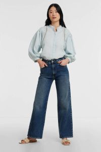 LTB high waist wide leg cropped jeans OLIANA dark blue denim