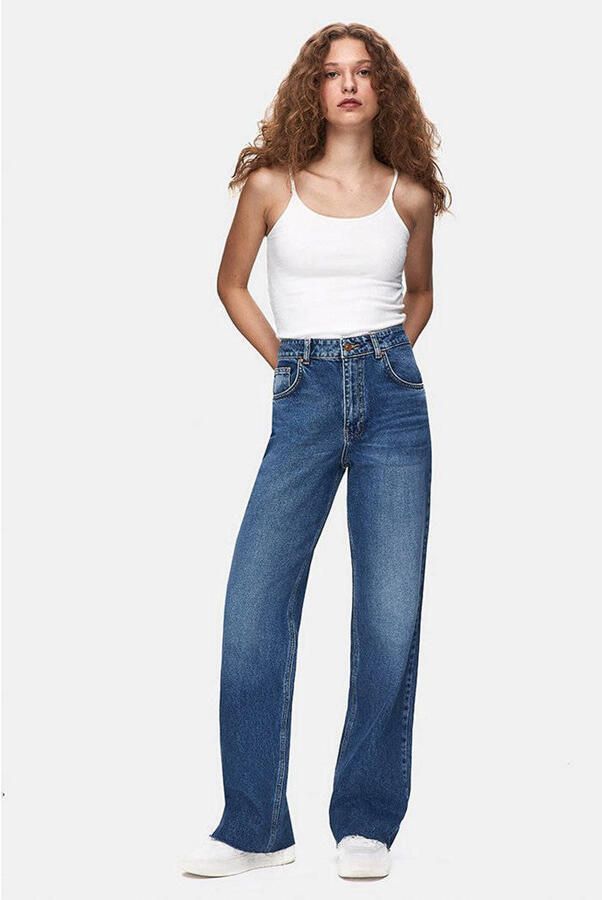 LTB high waist wide leg jeans dark blue denim