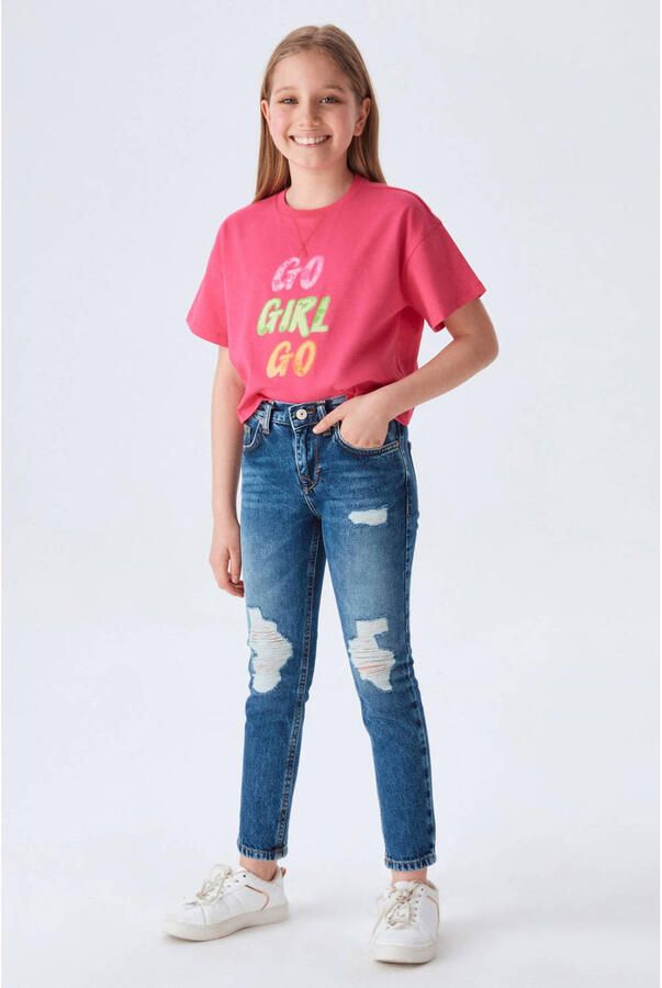 LTB mom jeans Eliana H aniela wash Blauw Meisjes Denim Effen 146 - Foto 3