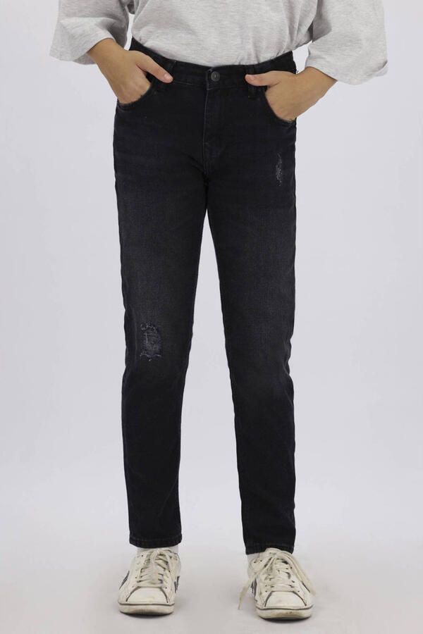 LTB mom jeans Eliana H G navi wash Zwart Meisjes Denim Effen 146