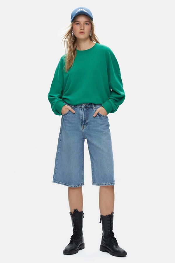 LTB wide leg high waist short medium blue denim