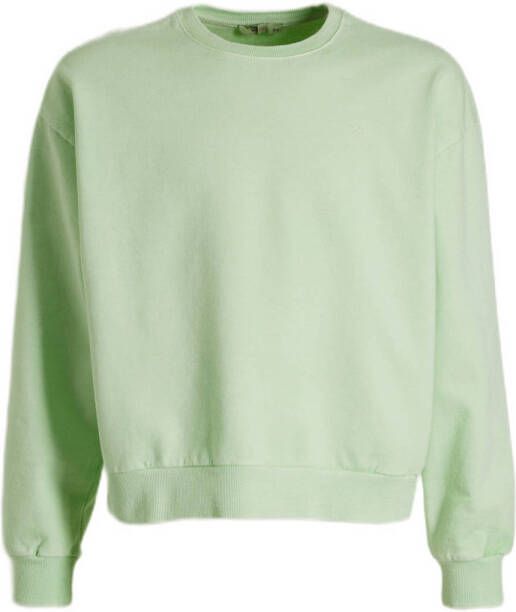 LTB sweater MEKIYI zachtgroen Oranje Meisjes Katoen Ronde hals 128