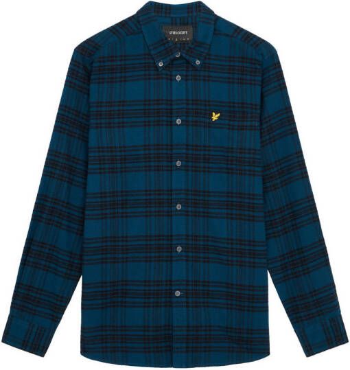 Lyle & Scott geruit flanellen regular fit overhemd apres navy