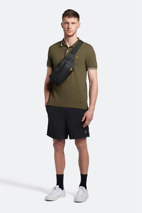 Lyle & Scott Loose fit polo met contrastbies olive white
