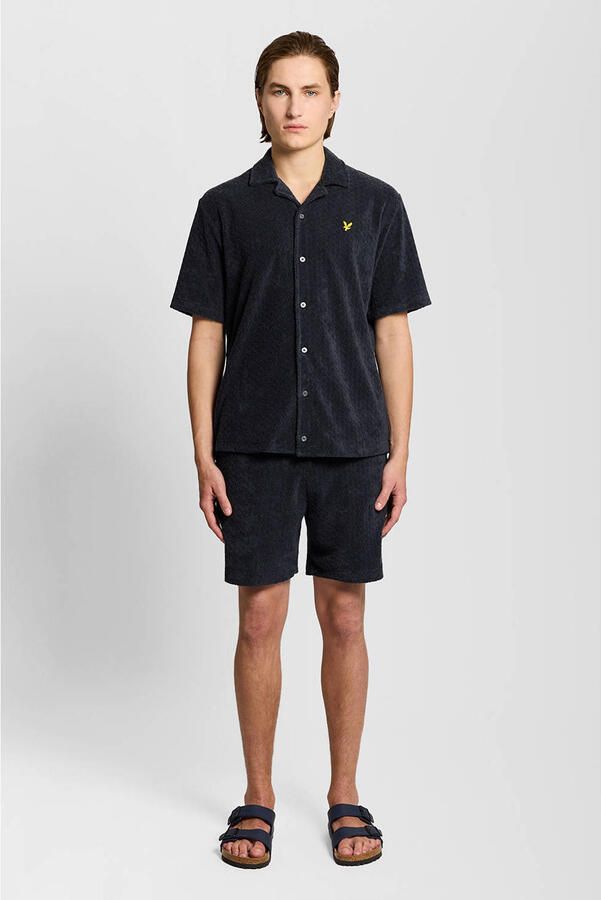 Lyle & Scott badstof relaxed casual overhemd donkerblauw - Foto 2