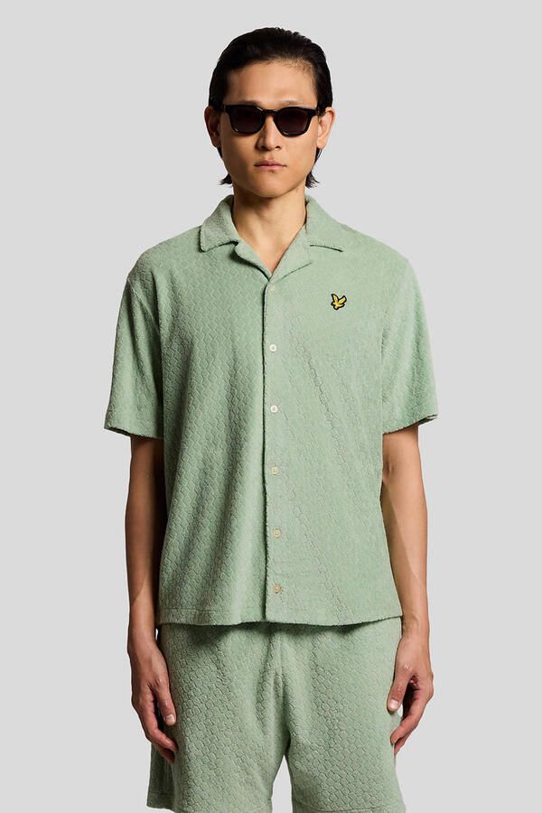 Lyle & Scott badstof relaxed casual overhemd groen