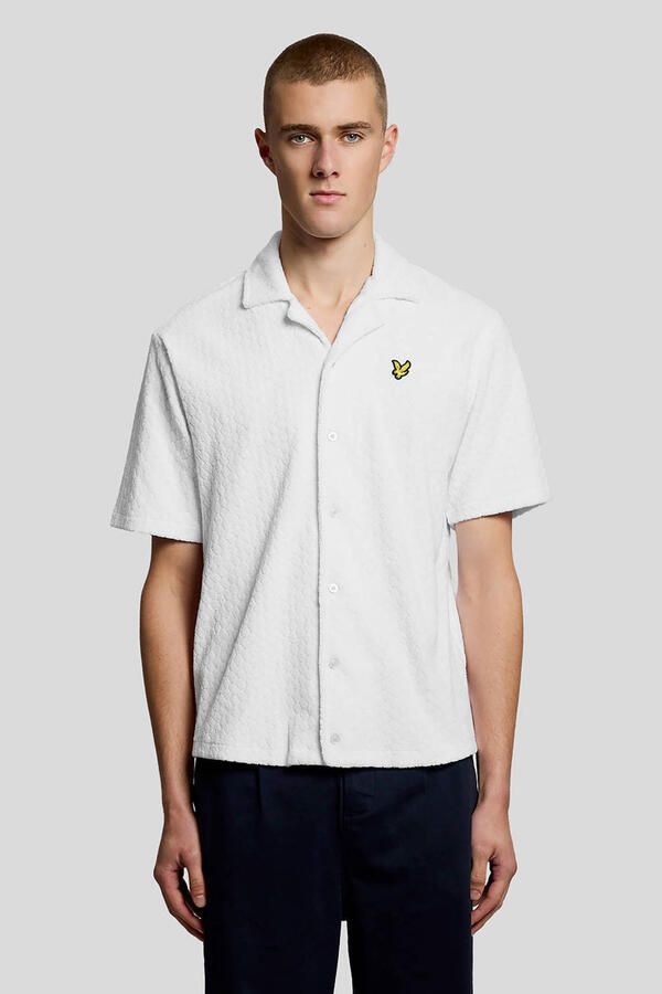 Lyle & Scott badstof relaxed casual overhemd wit